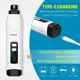 thumbnail image 3 of Dog Nail Grinder with LED Light & 3-Speed USB Rechargeable Cordless Electric Pet Nail Trimmer Powerful & Safe Nail Clippers File Painless Paw Grooming Tool for Dogs and Cats-White, 3 of 9