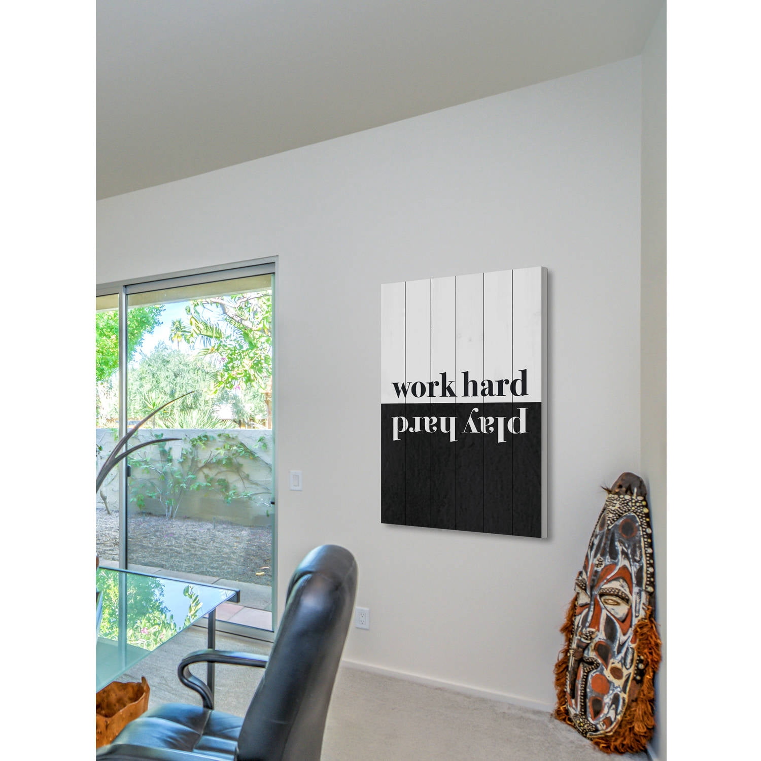 "Work Hard Play Hard" Painting Print on White Wood