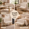 thumbnail image 7 of SESSLIFE Velvet Dining Bench with Back, 2 Seat Upholstered Banquette Bench with Nailhead Trim and Stainless Steel Legs, Dining Room Bench for Kitchen, Entryway, Beige, 7 of 7