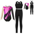 thumbnail image 6 of iiniim Kids Girls Ice Figure Skating Gymnastics Leotard Rhinestones Mesh Patchwork Bodysuit with Sleeveless Vest Hot Pink 10, 6 of 7