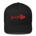 thumbnail image 3 of Clishirt Adult Unisex 3D Puff Embroidered Red Fish Adjustable Black Retro Trucker Cap, 3 of 7