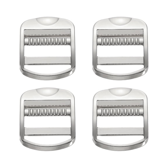 4 Pack Metal Ladder Lock Buckles, 1 1/4 inch Tri-Glide Lock Slider Buckle Adjustable, Strap Release Buckles Zinc Alloy for Backpack Strap Accessories, Silver
