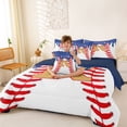 thumbnail image 4 of Erosebridal Initial Alphabet R 7 Pieces Bedding Comforter Set,Ice Cream Baseball Kids Full Bedding Set For Ball Games Lover,Reversible navy blue, 4 of 7