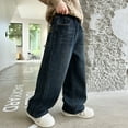 thumbnail image 5 of QHFBli Boys Baggy Jeans for Kids Teen Casual Straight Wide Leg Cargo Jeans Y2K Loose Elastic Waist Denim Pants with Pockets, 5 of 5
