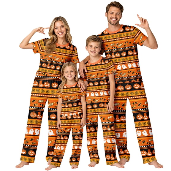 2026 Matching Family Halloween Pajamas Set, Fall Sleepwear, Ghost & Pumpkin Printed Holiday Sleepwear, Soft Loungewear PJs Outfit