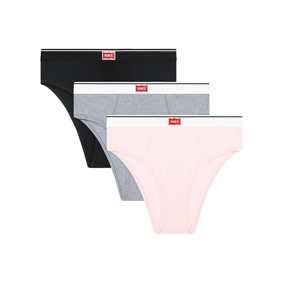Hanes Legends High-Cut Underwear Pack, 3-Pack Black/Grey/Pink M Women's