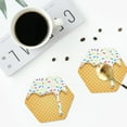 thumbnail image 5 of Balery 4 Pcs White Ice Creamleather Coasters Set, Drink Table Cup Coasters For Living Room Kitchen Coffee Decor, 5 of 9