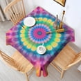 thumbnail image 2 of Pink Tie Dye Petal Mandala Pattern Square Tablecloth,Waterproof Square Table Cover,Wipeable Spillproof Washable Table Cover for Home Kitchen Party Decor 42"X42"(107x107cm), 2 of 6