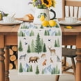 thumbnail image 5 of Burlap Table Runner 90 Inches Long, Farm Animal Bear Fox Deer Non-Slip Kitchen Table Runners for Dining Room Everyday Use Party Table Decorations Watercolor Green Trees, 5 of 9