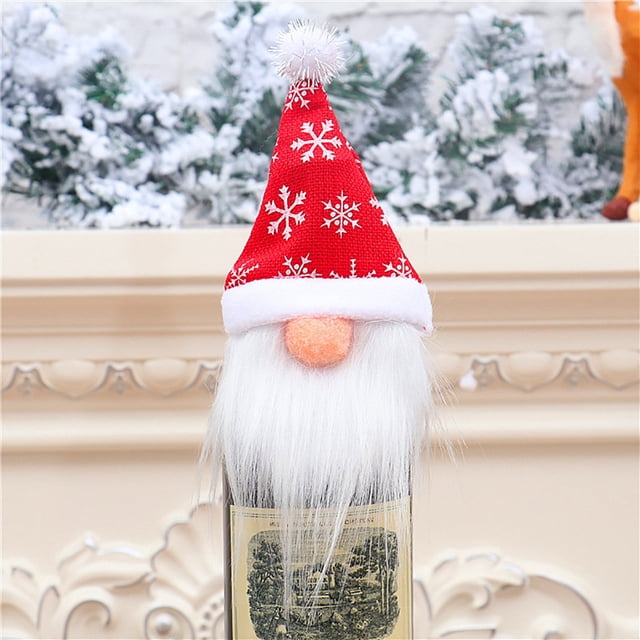Adornos navideños, adornos de decoración navideña, regalos navideños, decoraciones navideñas, muñeco anciano sin rostro, funda para botella de vino, bolsa de regalo, funda para botella de vestir