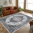 thumbnail image 2 of Tzou Gray 9x12 Area Rugs for Living Room, Vintage Washable Low Pile Carpet with Non-Slip Rubber Backing for Playroom, 2 of 7