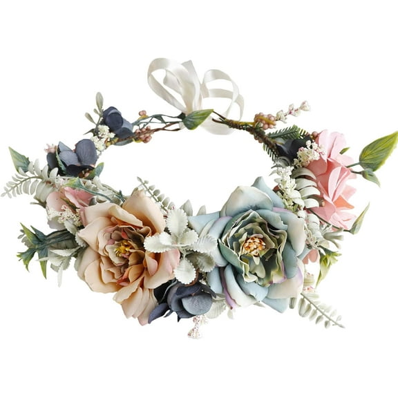 Floral Crown Women Flower Headband Floral Headpiece Halo Wedding Party Festival Photos X