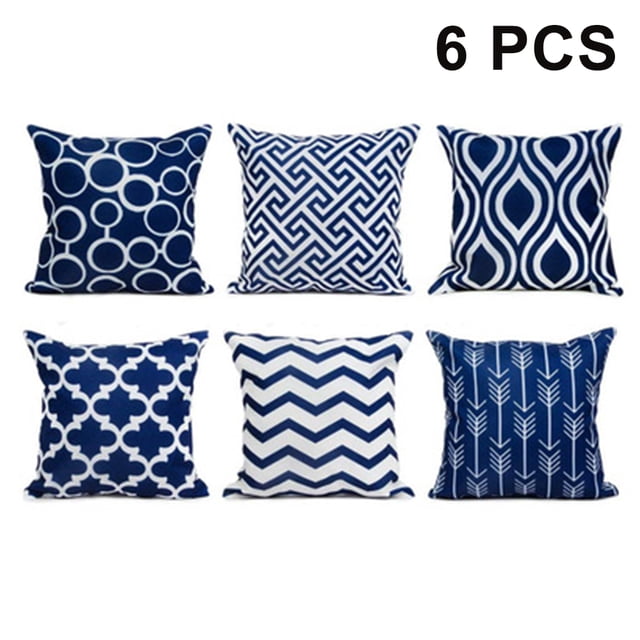 Juego de 6 fundas de almohada de microfibra, patrón geométrico de flecha en blanco y negro para sala de estar, sofá, sofá, funda de almohada decorativa cuadrada para cama, 45 * 45 cm Adepaton 2034652-3