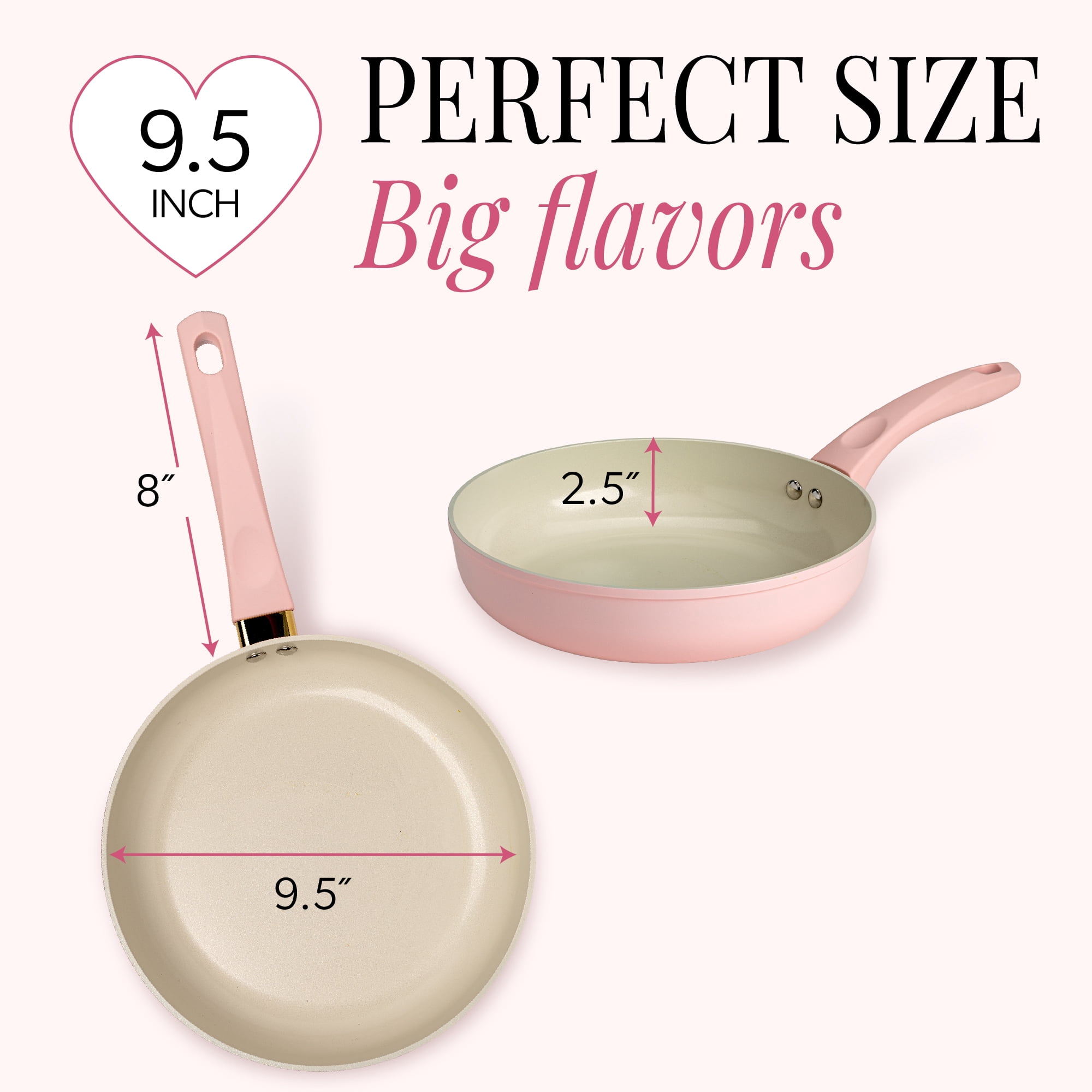 Paris Hilton 9.5-inch Fry Pan, Cast Aluminum, Clean Ceramic Nonstick Coating, Dishwasher Safe, Pink