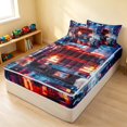 thumbnail image 3 of Erosebridal Fire Truck Zipper Full Size Comforter Sets with Fitted Sheet and 2 Pillowcases, Firefighter Zipper Bedding Set, City Night, Black Reversible, 3 of 7