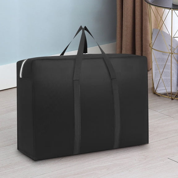 openpig Storage Duffle Bag with Zippers and Handles, Foldable Duffle Bag for Travel, Black, M