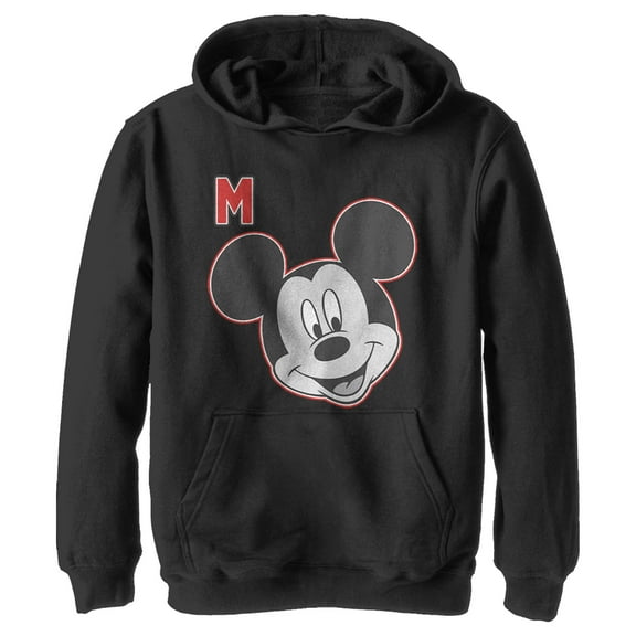 Boy's Mickey & Friends Mickey M Portrait Pull Over Hoodie Black X Large