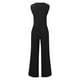 thumbnail image 5 of Conjunto informal de algodón de 2 piezas para mujer: camisa chaleco sin mangas con botones y pantalones rectos de pierna ancha con bolsillos, diseño sexy en el pecho, para uso diario/formal., 5 of 5