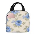 thumbnail image 2 of Blue Rose Floral Lunch Bag Thick Aluminum Foil Cooler Tote for Women Work Picnic Gift, 2 of 7