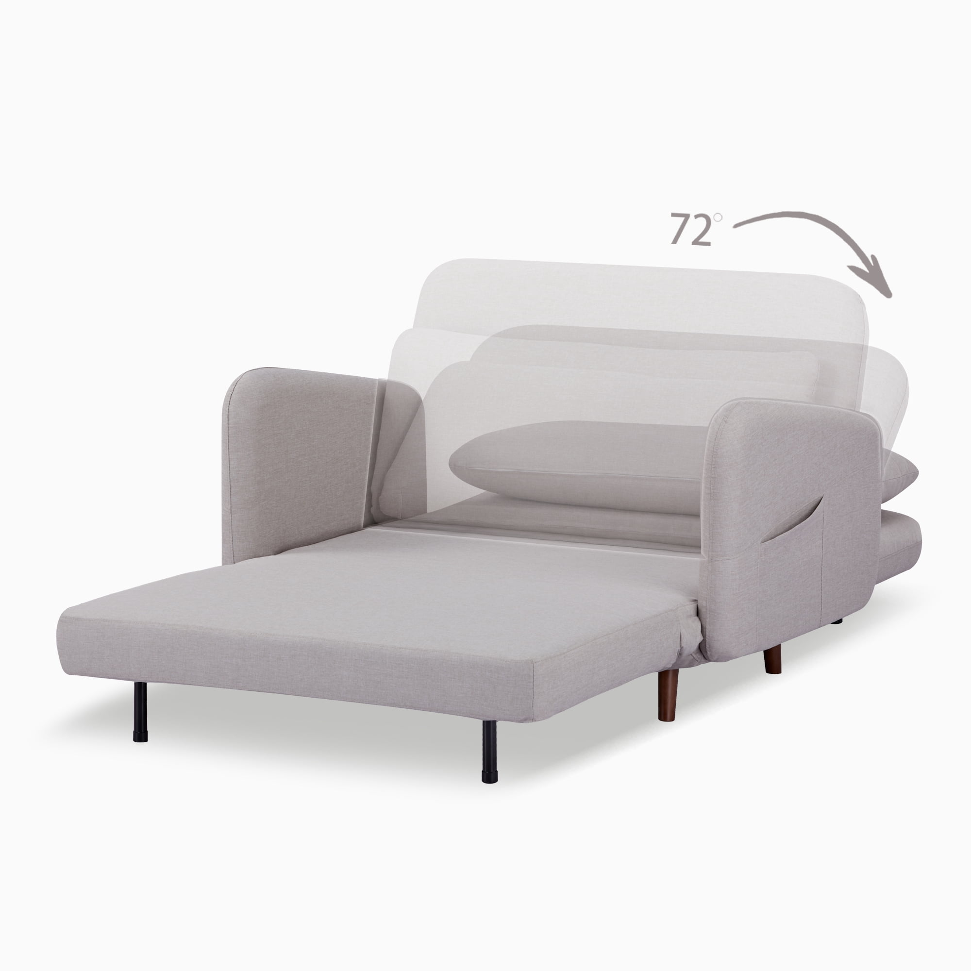 A&D Home Cypress Faux Linen Convertible Chair, Compact Futon Sleeper, Beige