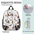 thumbnail image 5 of Dachshund and Rose White Pattern Backpack for School, Cute School Bag with Adjustable Shoulder Straps and Padded Back, 13.8"x11.4"x6", 5 of 5