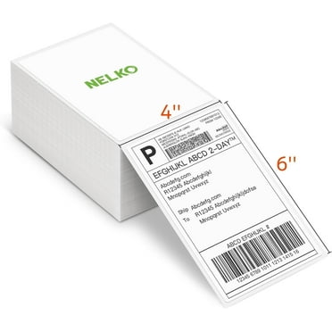 Nelko 4x6 Direct Thermal Shipping Label (Pack of 500 Fan-Fold Labels), Nelko 4x6 Thermal Labels for Nelko PL70E Shipping Label Printer, Perforated and Strong Adhesive, Commercial Grade