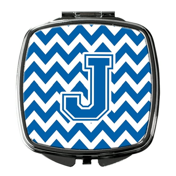 Letter J Chevron Blue and White Compact Mirror CJ1056-JSCM