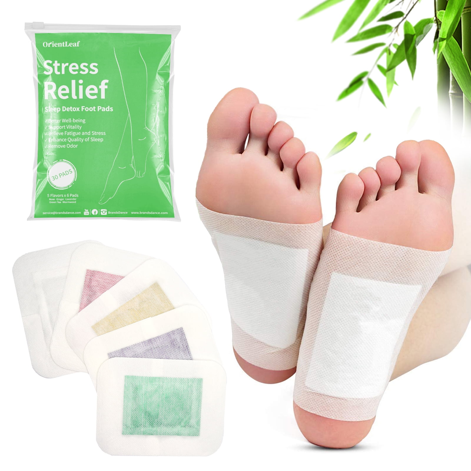 20 Pcs Relieve Tired Pain Care Foot Pads LuckyFine Bamboo Vinegar Charcoal Patch 