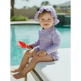 thumbnail image 4 of BemeyourBBs Toddler Baby Girls One Piece Swimsuit Infant Girls Bathing Suit Long Sleeve Polka Dot Zipper Swimwear Rash Guard with Hat Set UPF 50+ Summer Beach Wear, 4 of 9