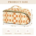 thumbnail image 4 of FORMRS Makeup Bag Travel Cosmetic Organizer for Women Fold Flat Zipper Pouch with Handle, Orange Checkered Pattern, 4 of 8