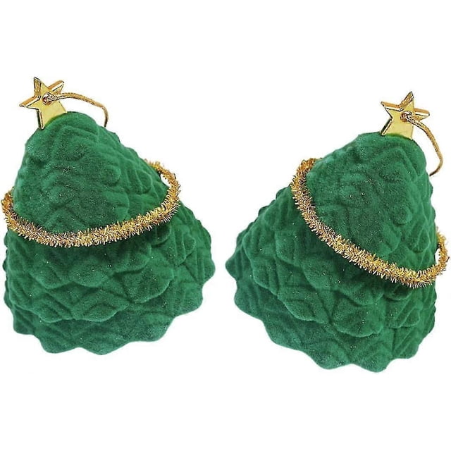 Christmas Tree Christmas Tree Engagement Ring Box Decorative Christmas Tree Decorative Jewelry Case Ring Box Christmaschristmas Decorationgreen2 Pcs