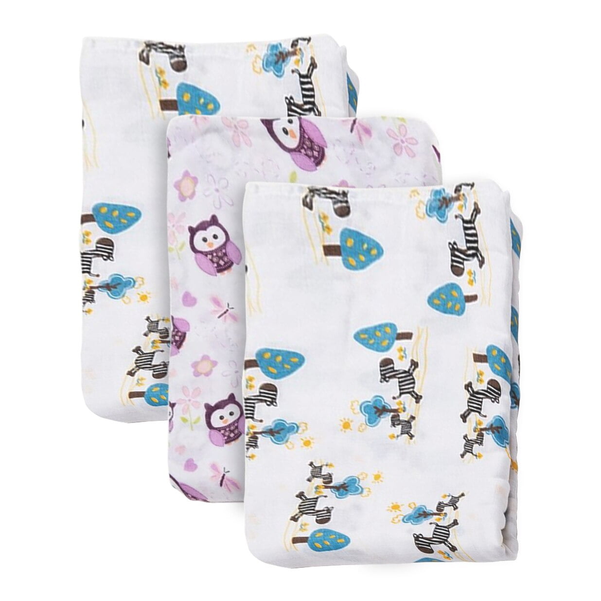3 Pack KaWaii Baby MultiUse Swaddling Receiving Bamboo Blankets