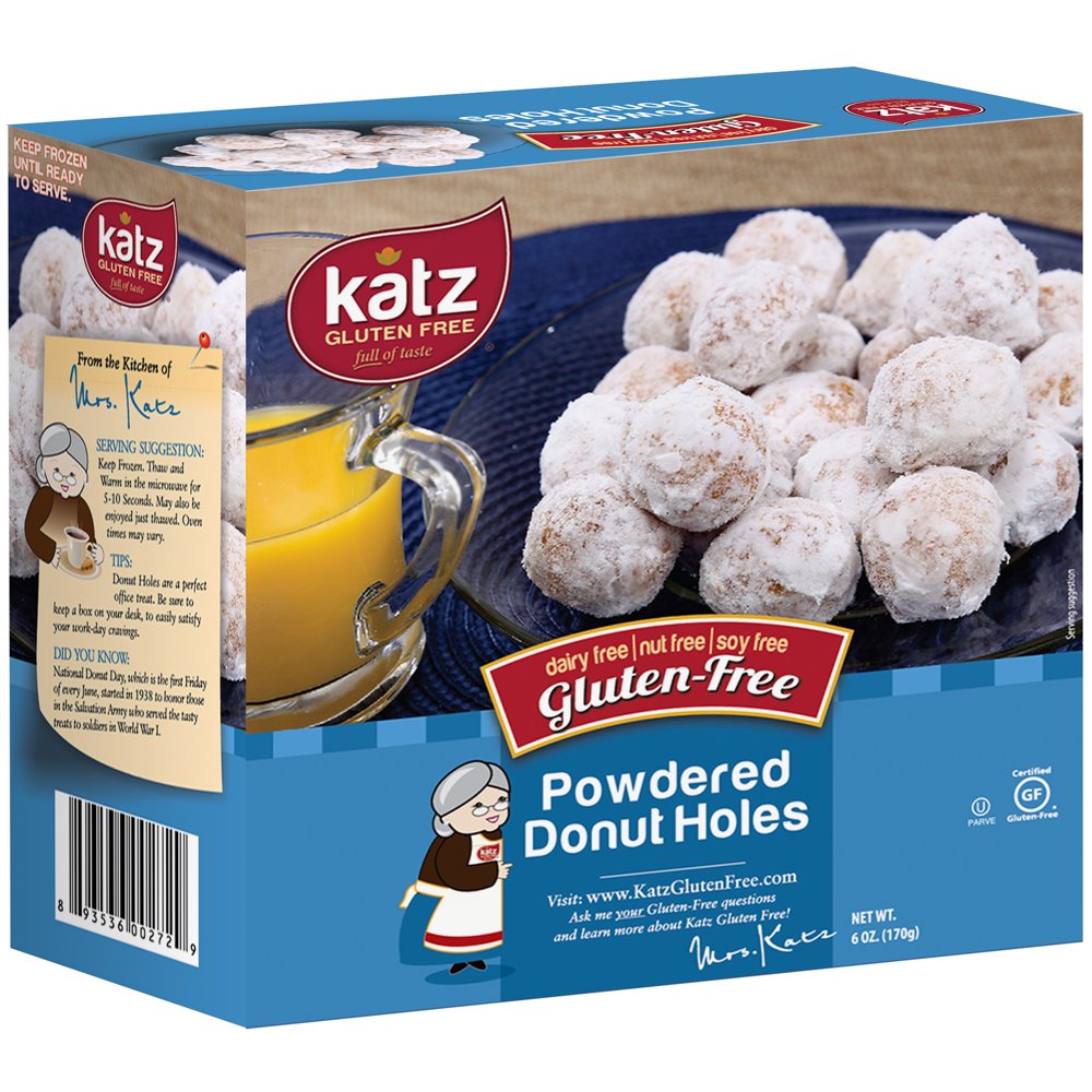 Katz Gluten Free Powdered Donut Holes (6 Packs, 6 Ounce Each) Dairy