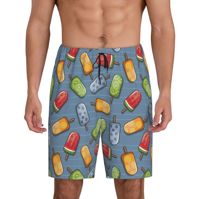 Fotbe Fruit Ice Cream Pantalones Cortos de Pijama para Hombre, Ropa de Dormir, Pantalones de Pijama Cortos para Hombre-Small