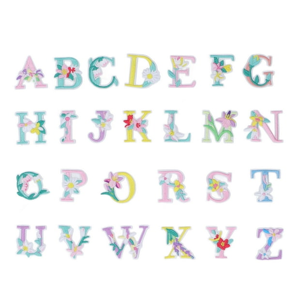 26 parches de letras DIY, combinaciones de parches bordados, planchado fácil, suave y agradable para la piel, parches de letras para planchar para bufandas y sombreros.