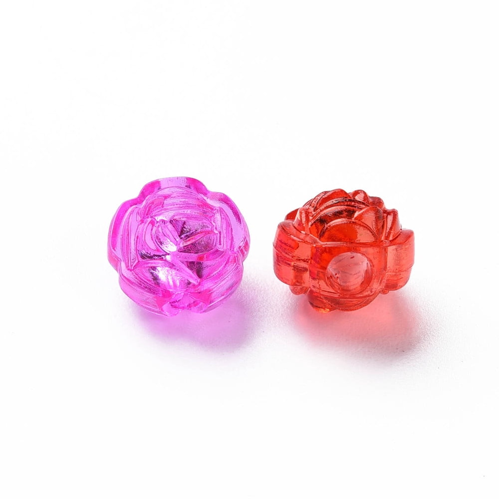 Transparent Acrylic Beads Flower Mixed Color 11x10.5x9.5mm Hole: 3mm about 980pcs/500g