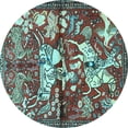 thumbnail image 1 of Ahgly Company Indoor Round Animal Light Blue Traditional Area Rugs, 4' Round, 1 of 4