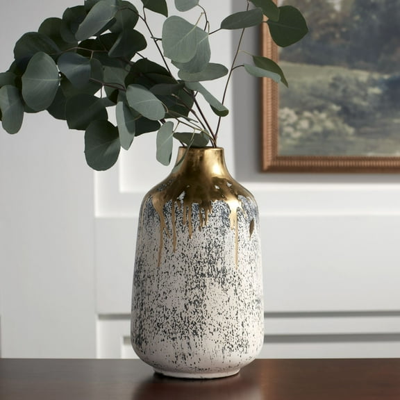 Dahlia Studios Brisbane 11 1/2" High Matte Gold and Gray Decorative Vase