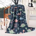 thumbnail image 4 of Dark Blue Girl Themed Dinosaurs Pattern Blanket,Comfortable Soft Lamb Wool Throw Blanket,All Season,Warm Lightweight Blankets for Sofa Bed Couch Living Room Chair,50"x60", 4 of 4
