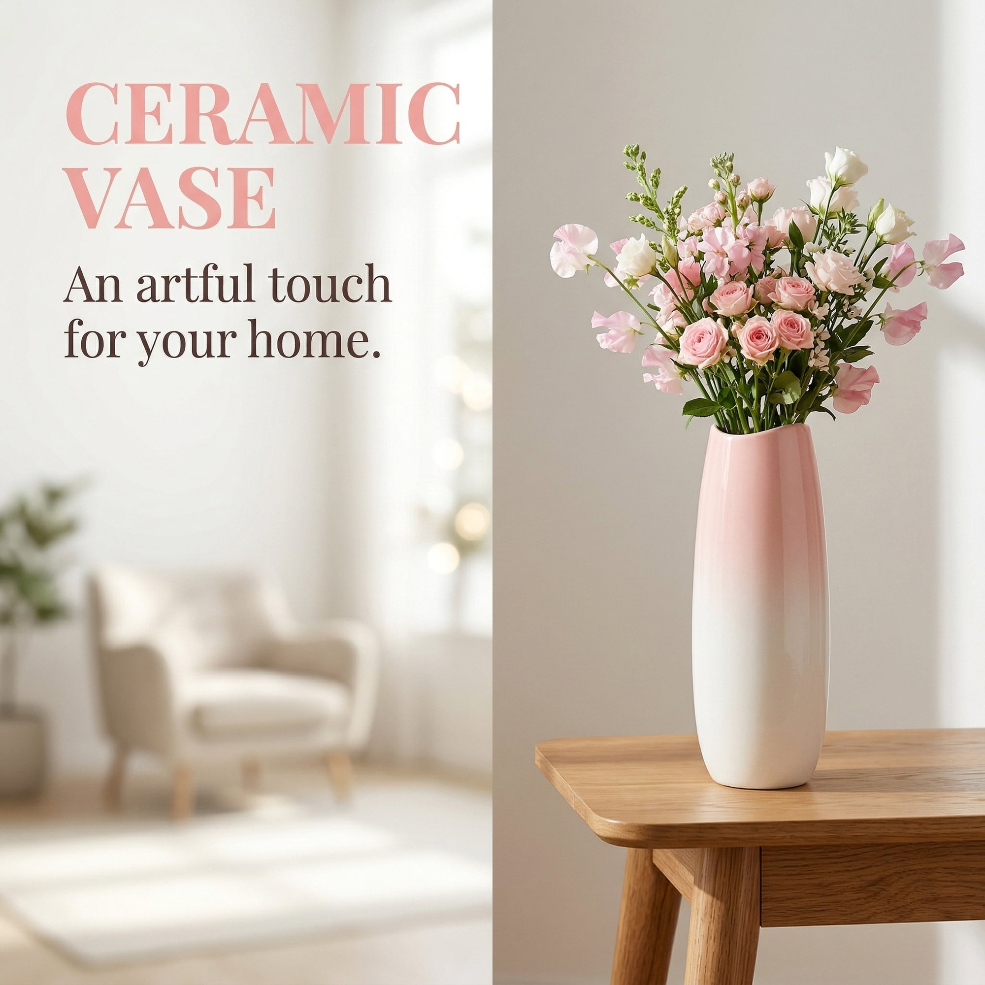 Unique Bargains Tall Ceramic Pleated Geometric Centerpieces White 3.4"L x 3.4"W x 9.4"H