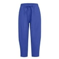 thumbnail image 6 of Women's 2026 Summer High Waisted Wide Leg Palazzo Capri Hem Casual Loose Flowy Cropped Beach Lounge Pants, Royal Blue M, 6 of 7