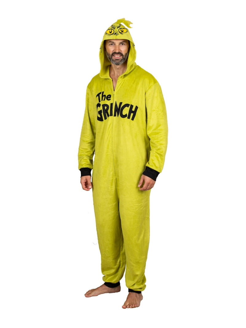 Seuss The Grinch Adult Onesie Union Suit Pajama Costume with