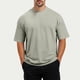 thumbnail image 5 of Manga Corta de Verano Tops de Color Sólido Casual Manga Corta Cuello Redondo Doblado Hendidura Superior, Camisa de Fibra de Poliéster para Hombres, Lavado de Manos, 5 of 8