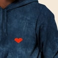 thumbnail image 5 of Dalix Pixel Heart Embroidered Fleece Hoodie Mineral Wash Long Sleeve Sweatshirt Mens in Navy Blue XL X-Large, 5 of 5