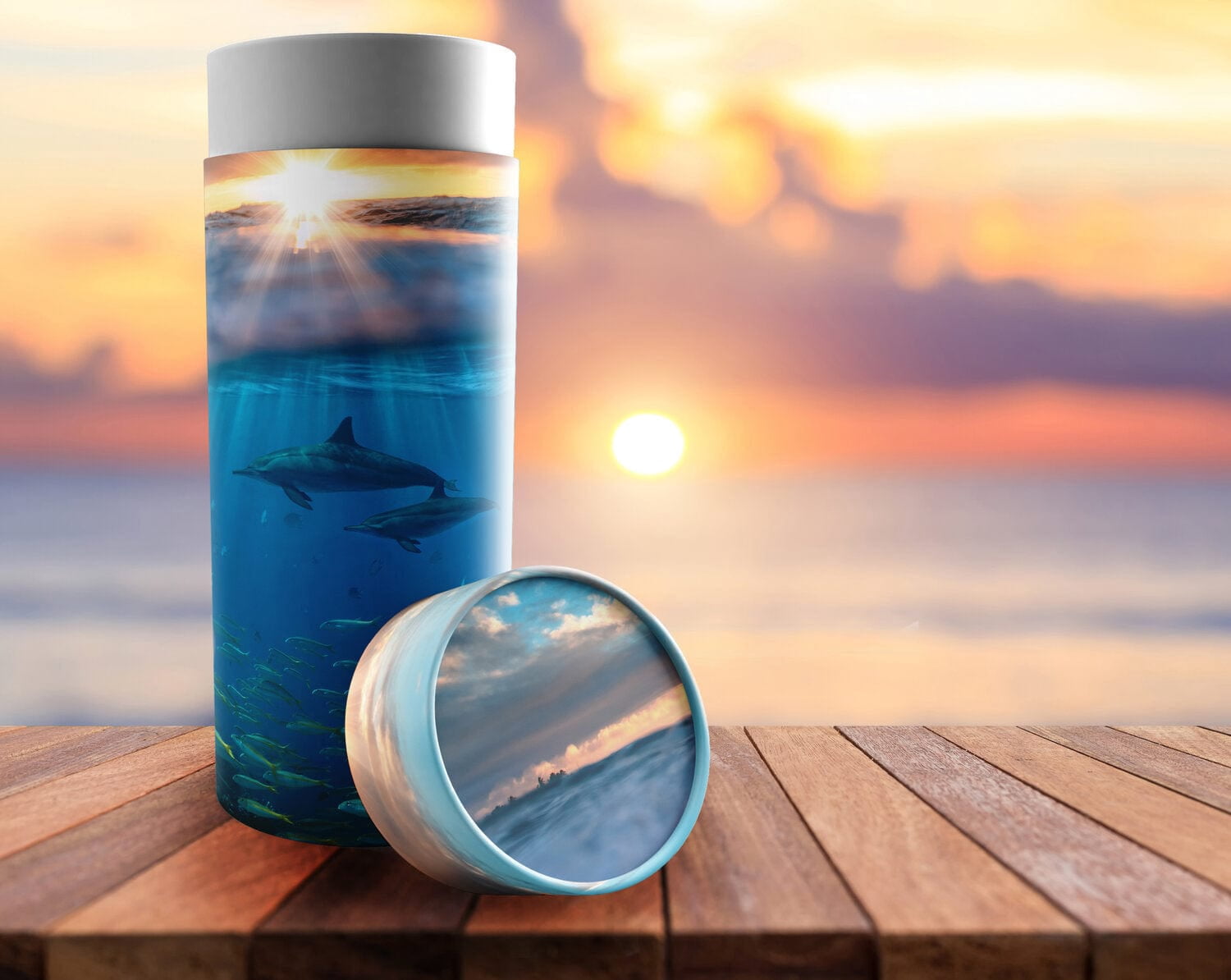 Divine Dolphins Biodegradable & Eco Friendly Burial or Scattering Urn / Tube