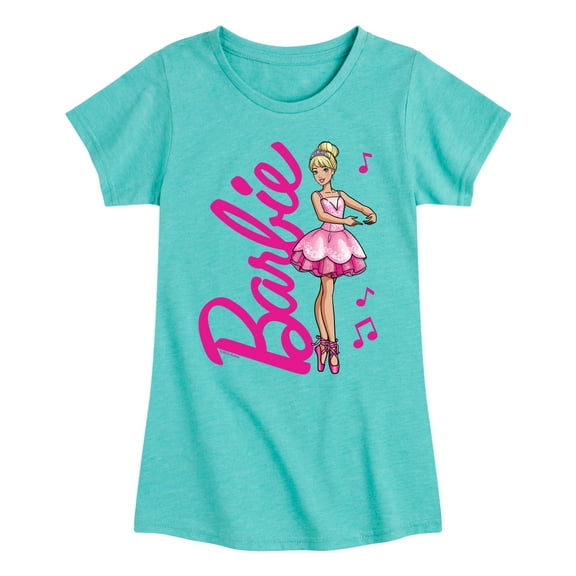 Barbie - Barbie Logo With Ballerina - Girls Fitted Short Sleeve Graphic T-Shirt