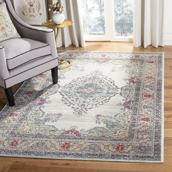 Safavieh  Evoke Tamera Vintage Boho Medallion Rug Cream/Fuchsia 5'3" x 7'6" 5' x 8' Purple Rectangle