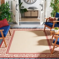 Safavieh Courtyard Sheila Botanical Indoor/Outdoor Area Rug, Natural/Red, 6'7" x 9'6"