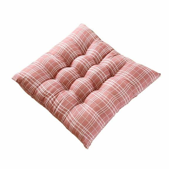 Cinvoph 16"x16" Plain Color Chair Cushions for Dining Chairs Office, Soft Canvas Chair Pads Non-Slip Thickened Seat Cushion, Kitchen Seat Cushions with Ties, Washable Seat Pad, Pink