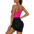 thumbnail image 6 of Women's 2025 V-Neck Swim Dress - Ruched Tie Knot Swimsuit with Skort Bottom, Nylon-Spandex, 6 of 6